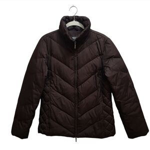 Kenneth Cole Reaction Women's S Quilted Down Jacket Brown Full Zip Pockets